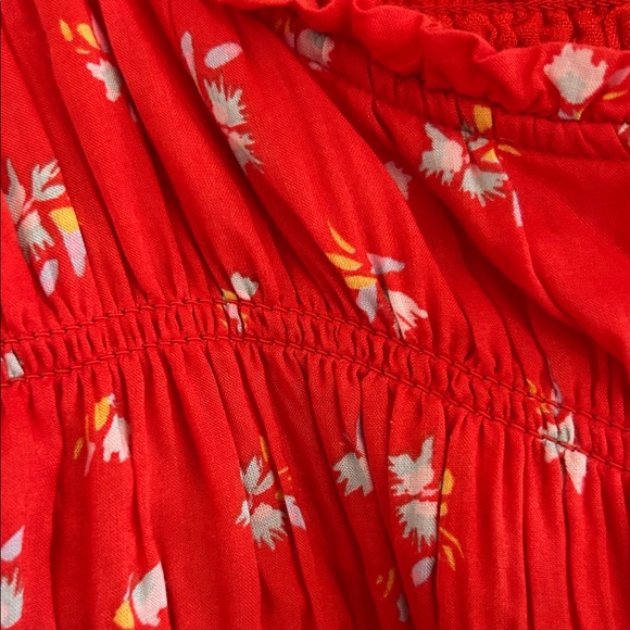 Free People Red Floral 2pc top and Maxi Skirt - Picture 3 of 16